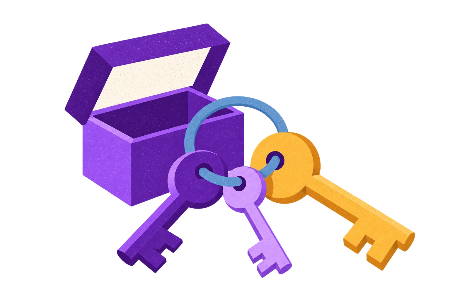 Three differently sized keys hang from one ring.